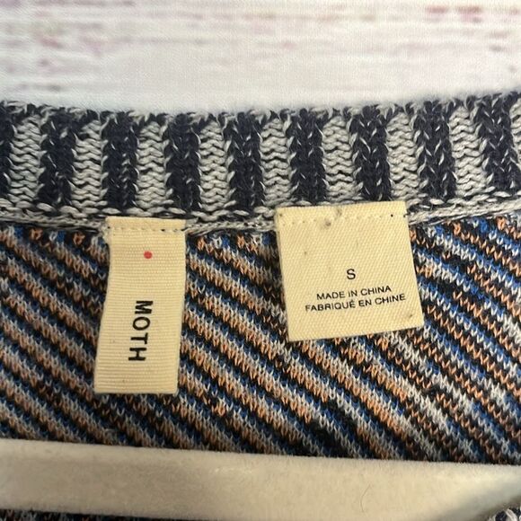 EUC Anthropologie Moth Cabine Crewneck Sweater 3/4 Sleeve  Multi Women's Small - Picture 3 of 13